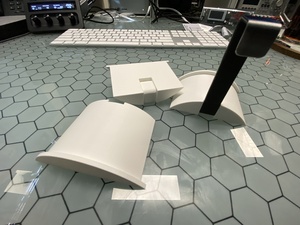 A finished batch of 3D printed cable holders
