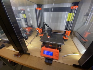 My trusty Prusa Mk3 printing a batch of cable holders