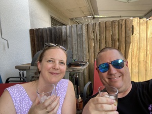 Prost! Drinking a Mattei with Marina