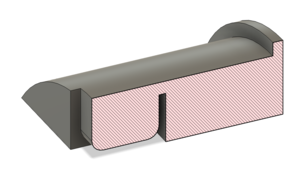 The cable holder, cross section showing the inside