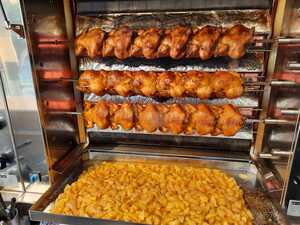 These swiss chickens are to be eaten with R&ouml;sti Kroketten, at all times.