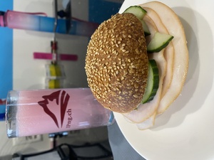 I made a lovely turkey sandwich for lunch with the leftover hamburger buns from yesterday