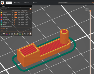 The microphone webcam bracket that I printed.  It looks like a choo-choo-train