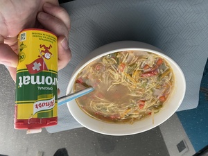 I eat vegetable soup with Aromat, as I am a proud Schwyzerdutch
