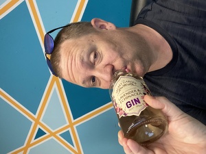 I pre-taste the new Gin we got, with Lavender and Echinacea - as if we have a cold!?