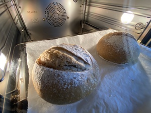 My Buurebrot (farmers bread) that I started yesterday, it came out really nice; I will store them in the fridge half-baked, and complete them over lunch