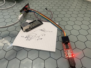 A picture of a WT32-ETH01 module with Wroom32 and 100Mbit Ethernet PHY. It pings!