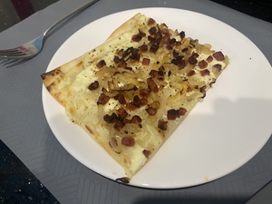 We eat Flammkuchen tonight, courtesy of Marina