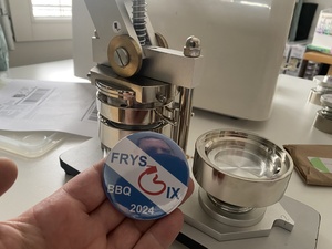 There was another package - Anja sent a replacement stamp head for our 59mm pins, and it works. Yahoo!!