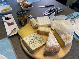 Let there be cheese - JP and Nicole bring a bunch of cheeses from France, and Marina -- obviously -- buys a bunch more from Switzerland