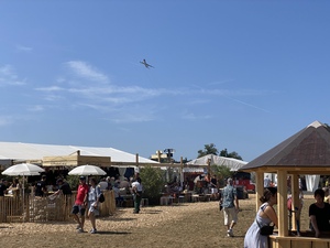Juxtaposition: 900 year old festival ground paired with a CHF 100Mio jet airplane flying overhead.