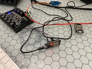 The ESP32 microcontroller is reading the ammeter, great success!