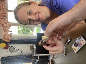 Marina and I cheers with a truffle in the morning. As the famous saying goes: One truffel a day, keeps the doctor gay!