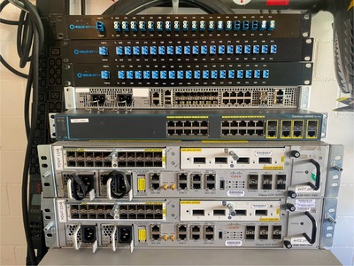 (part of) the haul for IP-Max: a few muxes, two ASR9001s, a Cisco 2960G and an ASR920. I think I'll loadtest this stuff later!