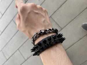 Quinn is wearing spikies on his wrist, and we try not to puncture a spleen.