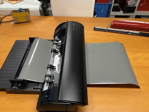 Cutting the Oracal vinyl IPng logos - in Grey because that's what the Twitter and Mastodon survey suggested.