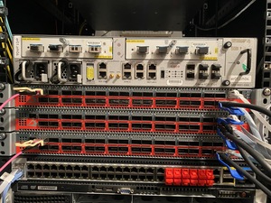 I don't know why I took this picture, as it has nothing to do with today. But: An ASR9001 router and three Celestica DX010 switches.