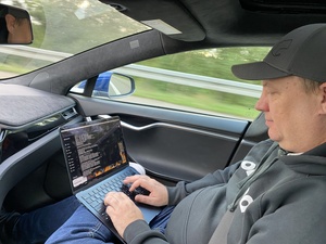 Just over the German border, I am writing my story for yesterday. It reminds me of the mobile blogging I have done quite often with WEiRD on roadtrips.
