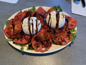 The opening salvo for our family feast: Burrata!