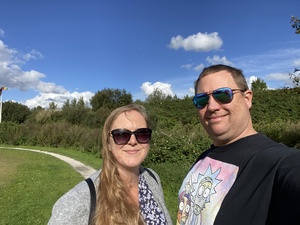 We take a walk around the pond at the hotel in Wolvega