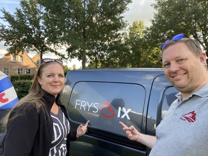 Marina and I are a little bit jealous of the Frys-IX logo on Arend's car. All I got was a picture of a fox in a mountain.