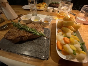I order a Farmer's Size (350g) beef filet, and it smells godly. Also: R&ouml;stikroketten, just sayin'