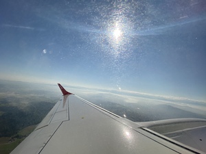 Zurich over the left wing of our Embraer E190 that takes us to Oslo