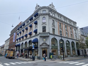 A downtown architecture on the corner of Kongsgate and R&acirc;dhusgate in Oslo