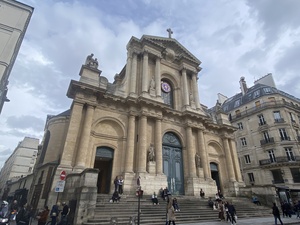 A street view of the Church of Saint-Roch in Paris, France