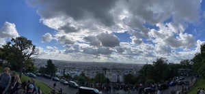The views over Paris from the terrace front yard called Square Louise Michel