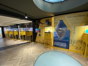 We stop by the Breitling pop-up museum at Rennweg. Here, the guy panics a bit as we elude his welcome (he was eating a sandwich), but we're still allowed in. Thanks, Breitling-guy!
