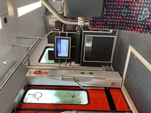 The train down Uetliberg makes a few stops and is doing mostly regenerative braking as it slides down the mountain side