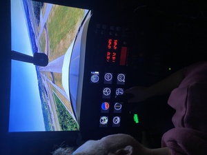 Tim is on final at LSMD (D&uuml;bendorf Military airport) with our flight simulator, now that it actually works!!