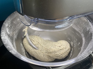 I'm making pita bread for the kebap tonight. Yeast, Flour, Milk, Water, Salt and Herbs