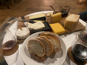 We end off the evening with a few sips of wine and this cheese platter