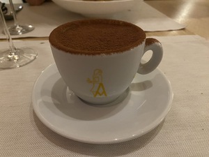 The Tiramisu was served in a coffeecup, and tasted very nice