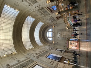 This train station is really huge, and very impressive. Pictured here, one of the wings with high arches overhead