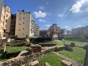 A picture of some random ruins that were discovered here. Right in the middle of town, half a block has been cordoned off for further excavation