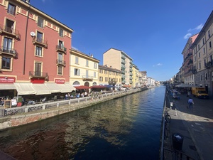 The canal in Navigli quarter, with shops, bars and street vendors all along it