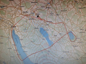 The flight I flew in the Cessna 172 Skyhawk, playing around with the autopilot, taking off from D&uuml;endorf and landing on the same airfield.