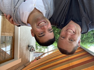 Ludo and I take a selfie outside, as we are about one kilogram heavier than before lunch